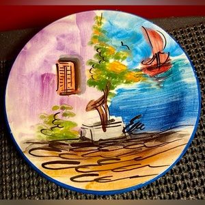 Small Hand Painted Decorative Plate Made In Greece Vintage